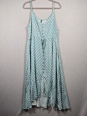 Brovave Sage Green Polka Dot High-Low Midi Dress Size M